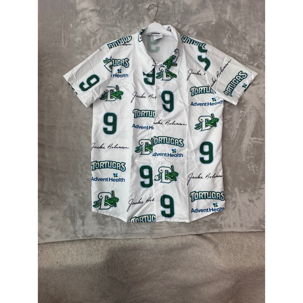 BDA Sports Jackie Robinson Daytona Tortugas Baseball Button Down Shirt Large